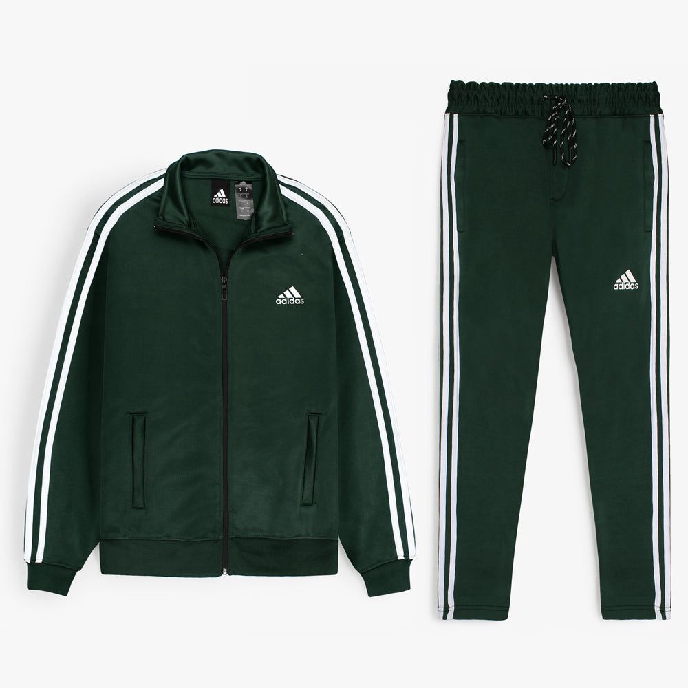 Addas Polyester Fleece Tracksuit Black Green